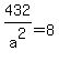 432%2Fa%5E2+=+8