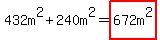 432m%5E2%2B240m%5E2=highlight%28672m%5E2%29