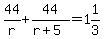 44%2Fr%2B44%2F%28r%2B5%29=1%261%2F3