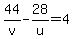 44%2Fv+-28%2Fu+=4