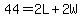 44=2L%2B2W