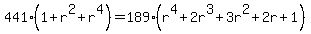 441%281%2Br%5E2%2Br%5E4%29=189%28r%5E4+%2B+2+r%5E3+%2B+3+r%5E2+%2B+2+r+%2B+1%29
