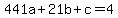 441a%2B21b%2Bc=4