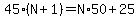 45%2A%28N%2B1%29=N%2A50%2B25