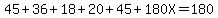 45%2B36%2B18%2B20%2B45%2B180X=180