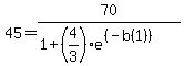 45=70%2F%281%2B%284%2F3%29e%5E%28%28-b%281%29%29%29%29