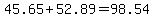 45.65%2B52.89=+98.54