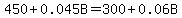 450%2B0.045B+=+300%2B0.06B