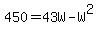 450=43W-W%5E2