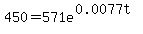 450=571e%5E%280.0077t%29