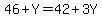 46%2BY=42%2B3Y