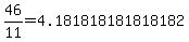 46%2F11=4.181818181818182
