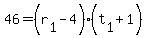 46+=+%28r%5B1%5D+-+4%29%2A%28t%5B1%5D+%2B+1%29