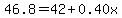 46.8+=+42+%2B+0.40x