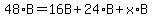 48%2AB=16B%2B24%2AB%2Bx%2AB
