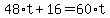 48%2At%2B16=60%2At