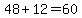 48%2B12=60