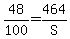 48%2F100=464%2FS