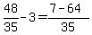 48%2F35-3=%287-64%29%2F35