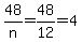 48%2Fn=+48%2F12+=+4