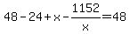 48-24%2Bx-1152%2Fx+=+48