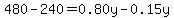 480-240=0.80y-0.15y