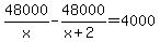 48000%2Fx-48000%2F%28x%2B2%29+=+4000
