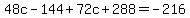 48c-144%2B72c%2B288=-216