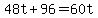 48t%2B96=60t