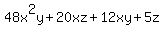 48x%5E2y%2B20xz%2B12xy%2B5z
