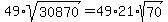 49%2Asqrt%2830870%29=49%2A21%2Asqrt%2870%29