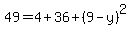 49=4%2B36%2B%289-y%29%5E2
