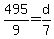 495%2F9=d%2F7