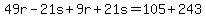 49r-21s%2B9r%2B21s=105%2B243