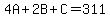 4A%2B2B%2BC=311