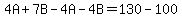 4A%2B7B-4A-4B=130-100