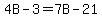 4B+-+3+=+7B+-+21