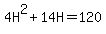 4H%5E2+%2B+14H+=+120