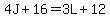 4J%2B16=3L%2B12