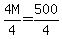 4M%2F4+=+500%2F4