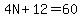 4N%2B12=60