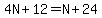 4N%2B12=N%2B24
