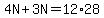 4N%2B3N=12%2A28