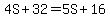 4S%2B32=5S%2B16