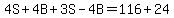 4S%2B4B%2B3S-4B=116%2B24
