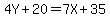 4Y%2B20=7X%2B35