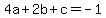 4a%2B2b%2Bc+=+-1