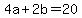 4a%2B2b=20