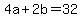 4a%2B2b=32