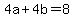 4a+%2B+4b+=+8